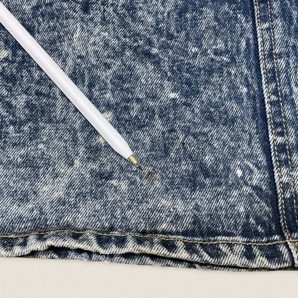 Vintage 80s Guess Georges Marciano Acid Wash High Waisted Denim Skirt - Size 24 - Picture 8 of 9